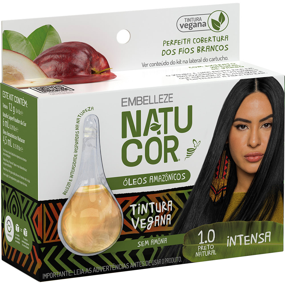 Coloração Vegana Natucor Óleos Amazônicos 1.0 Preto Natural