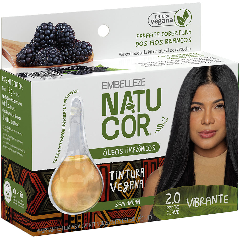 Coloração Vegana Natucor Óleos Amazônicos 2.0 Preto Suave