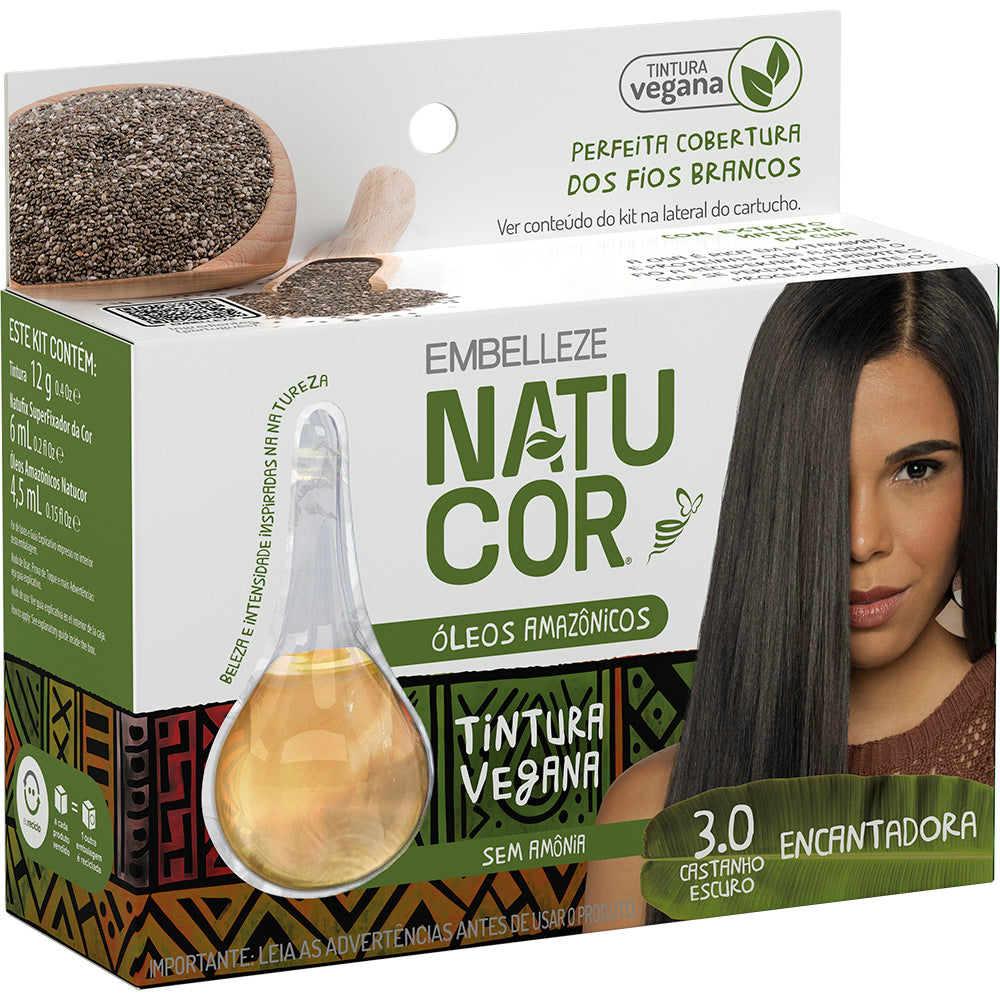 Coloração Vegana Natucor Óleos Amazônicos 3.0 Castanho Escuro