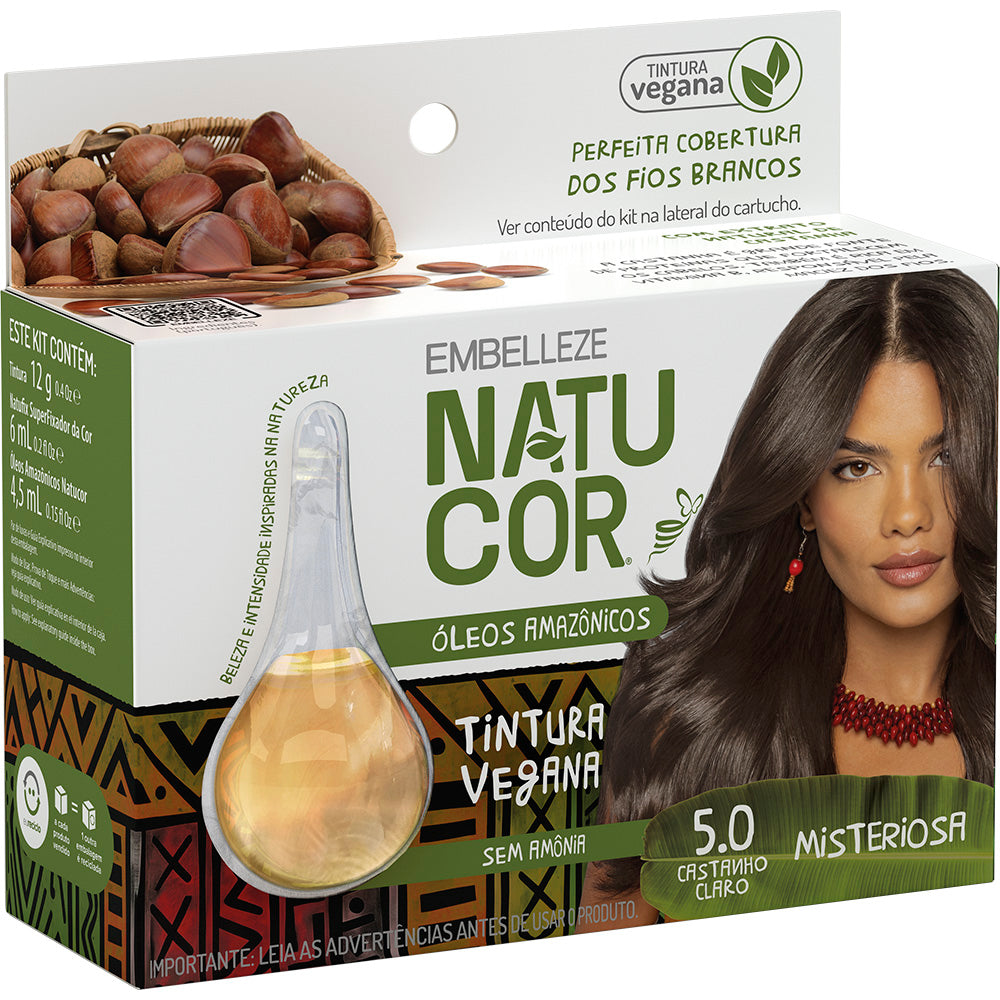 Coloração Vegana Natucor Óleos Amazônicos 5.0 Castanho Claro
