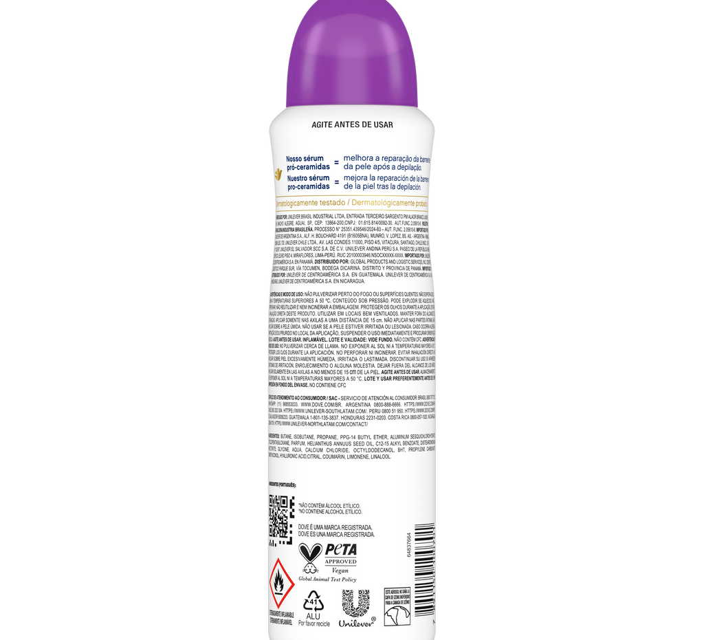 Desodorante Antitranspirante Aerosol Dove Fresh Care Lavanda e Baunilha 150 ml