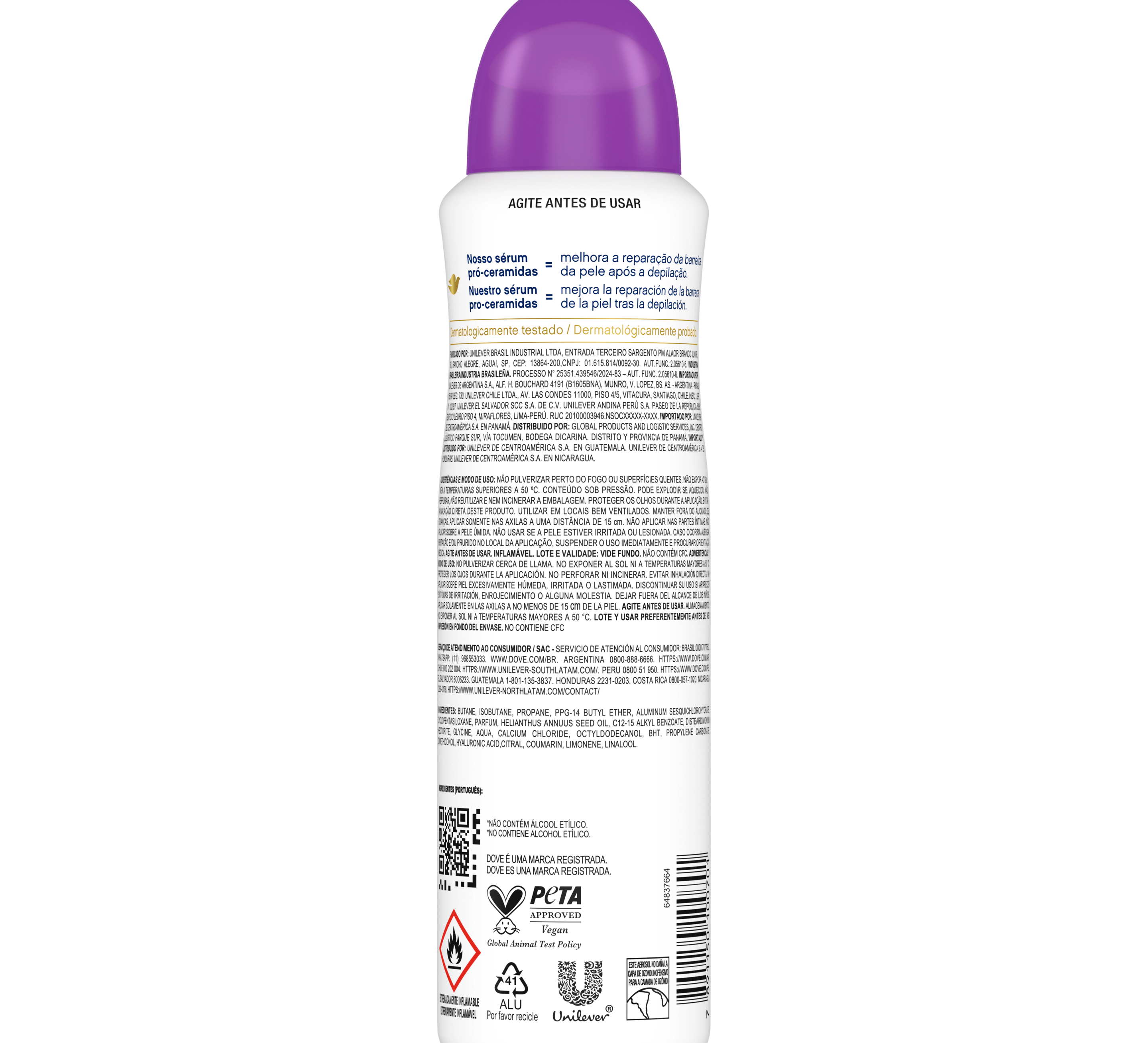 Desodorante Antitranspirante Aerosol Dove Fresh Care Lavanda e Baunilha 150 ml