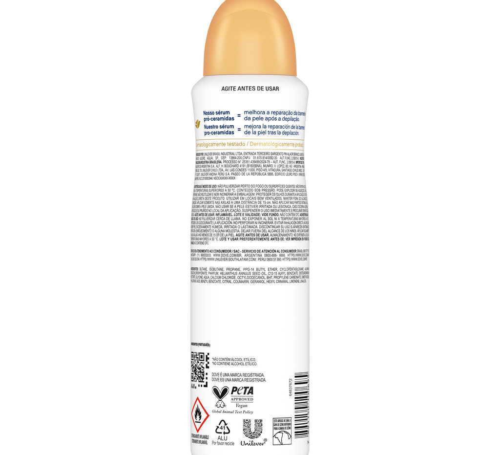 Desodorante Antitranspirante Aerosol Dove Fresh Care Pêssego e Leite de Arroz 150 ml