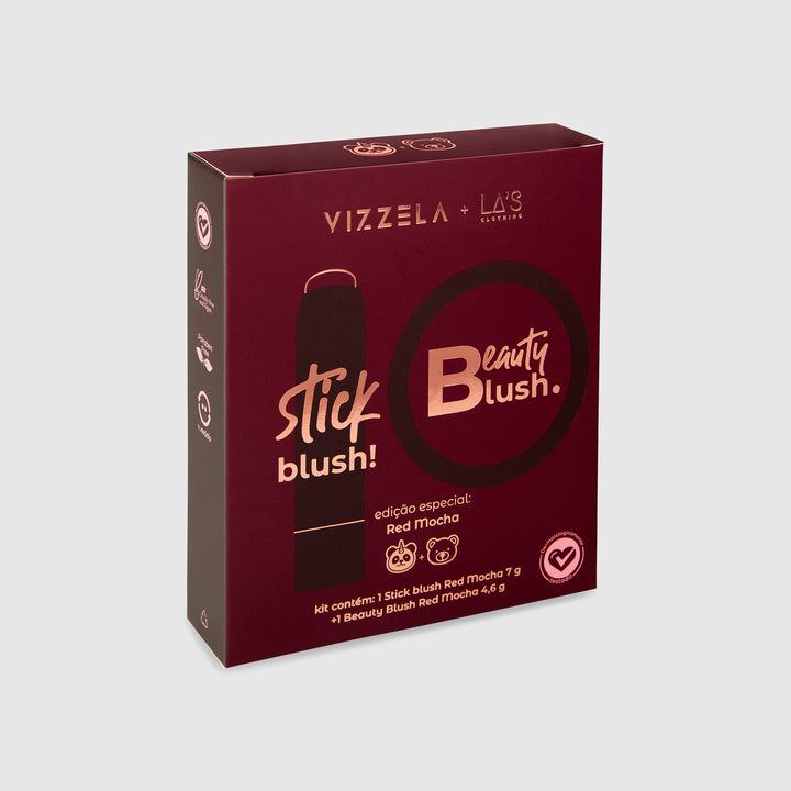 Kit Vizzela Blush Stick Red Mocha 7g + Beauty Blush Red Mocha 4,6g