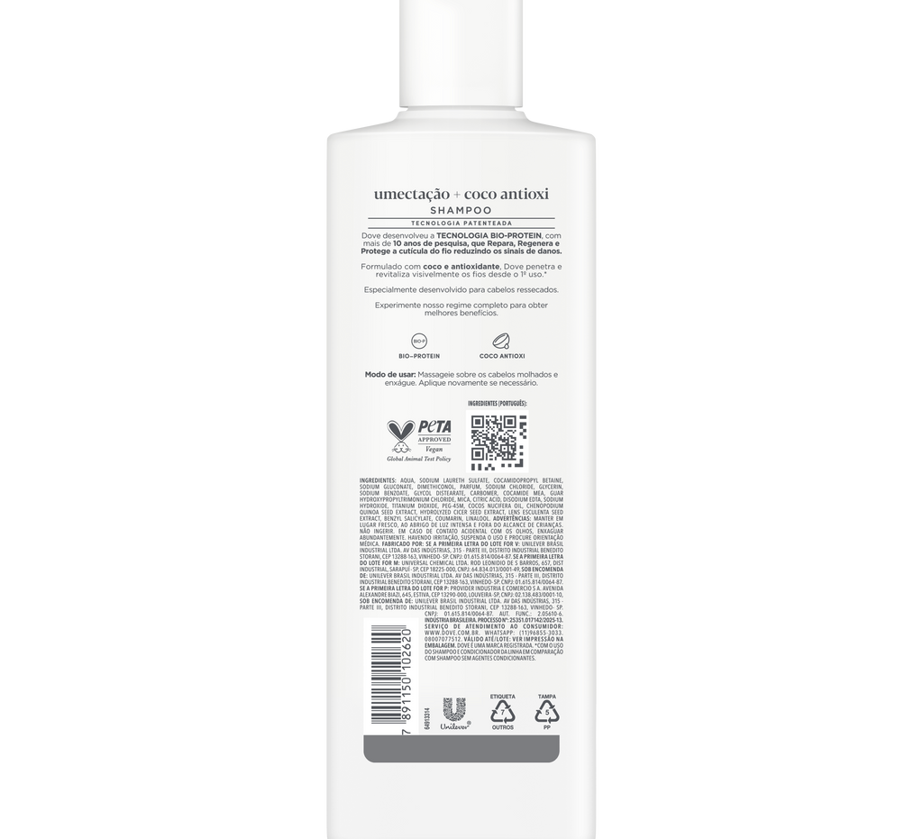Shampoo Dove Umectação + Coco e Antioxidantes 370ml