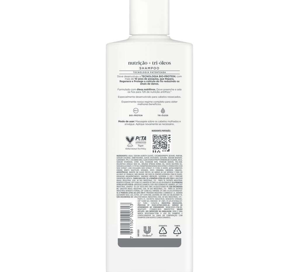 Shampoo Dove Nutrição + Tri-Óleos 370ml