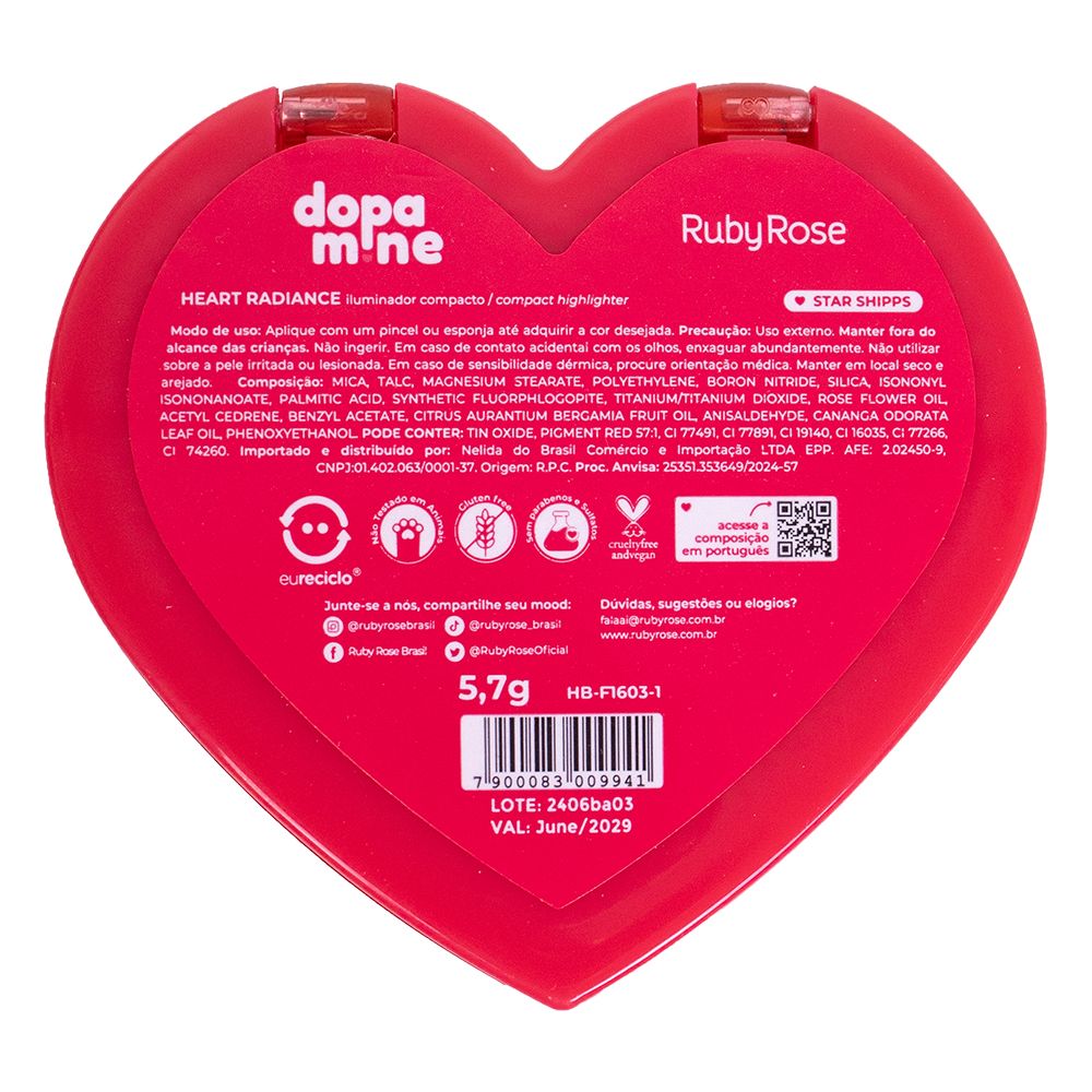 Iluminador Ruby Rose Dopamine Heart Radiance Star Ships