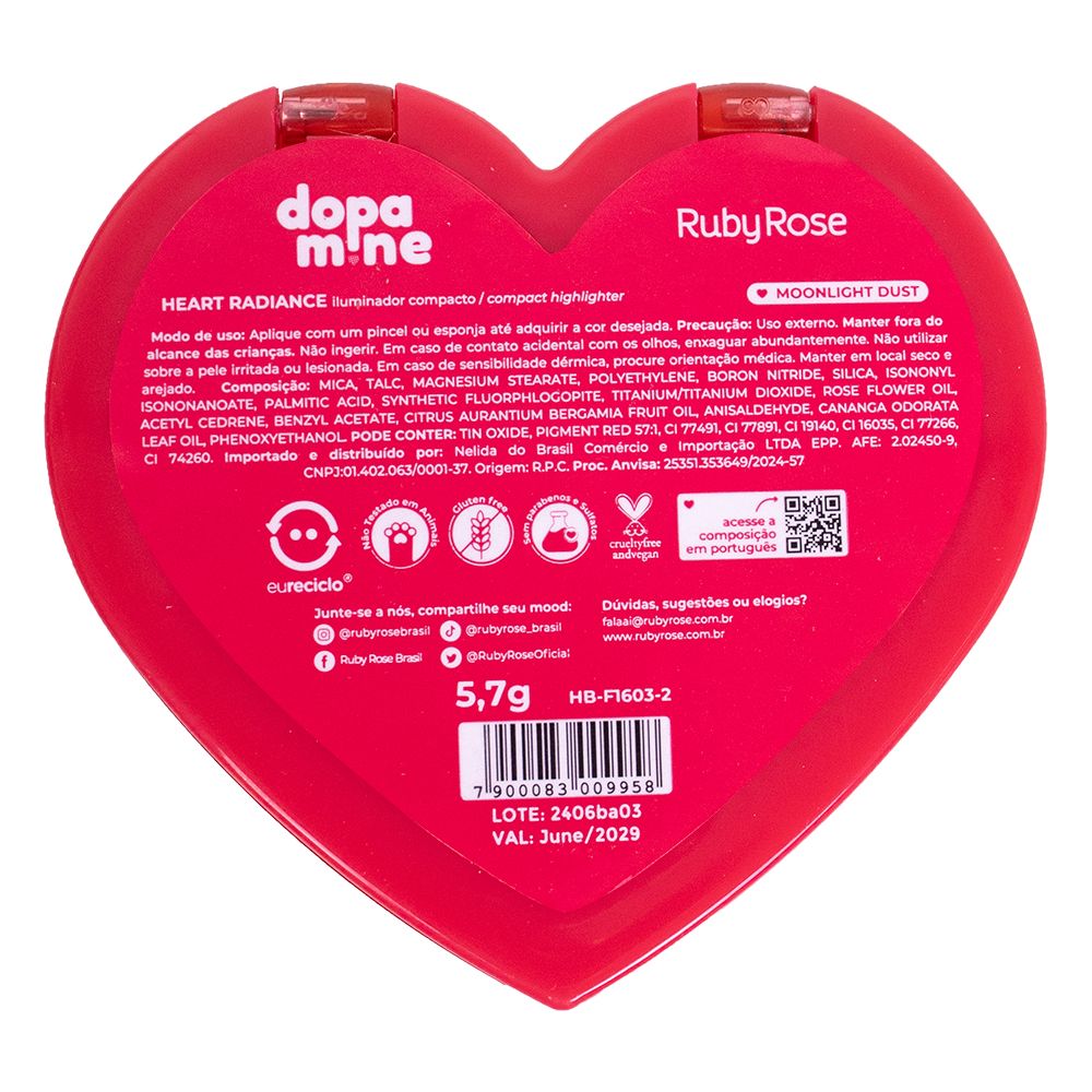 Iluminador Ruby Rose Dopamine Heart Radiance Moonlight Dust