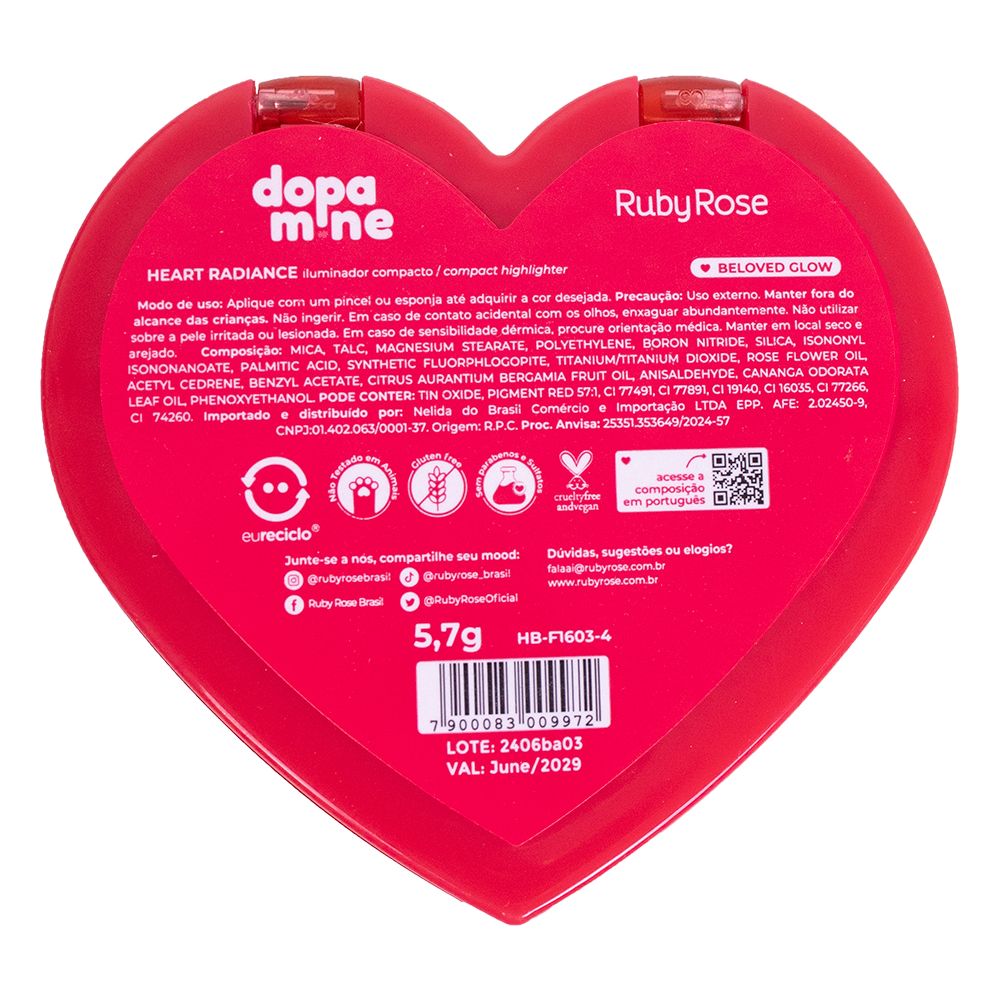 Iluminador Ruby Rose Dopamine Heart Radiance Beloved Glow