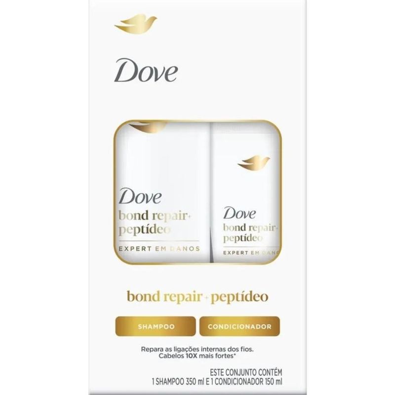 Kit Dove Shampoo 350ml + Condicionador 150ml Bond Repair + Peptídeo