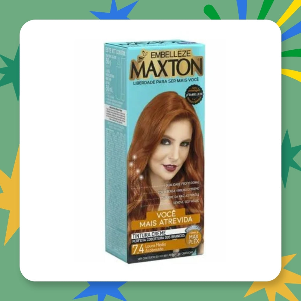Coloração Maxton Kit Louro Médio Acobreado Intenso 7.44