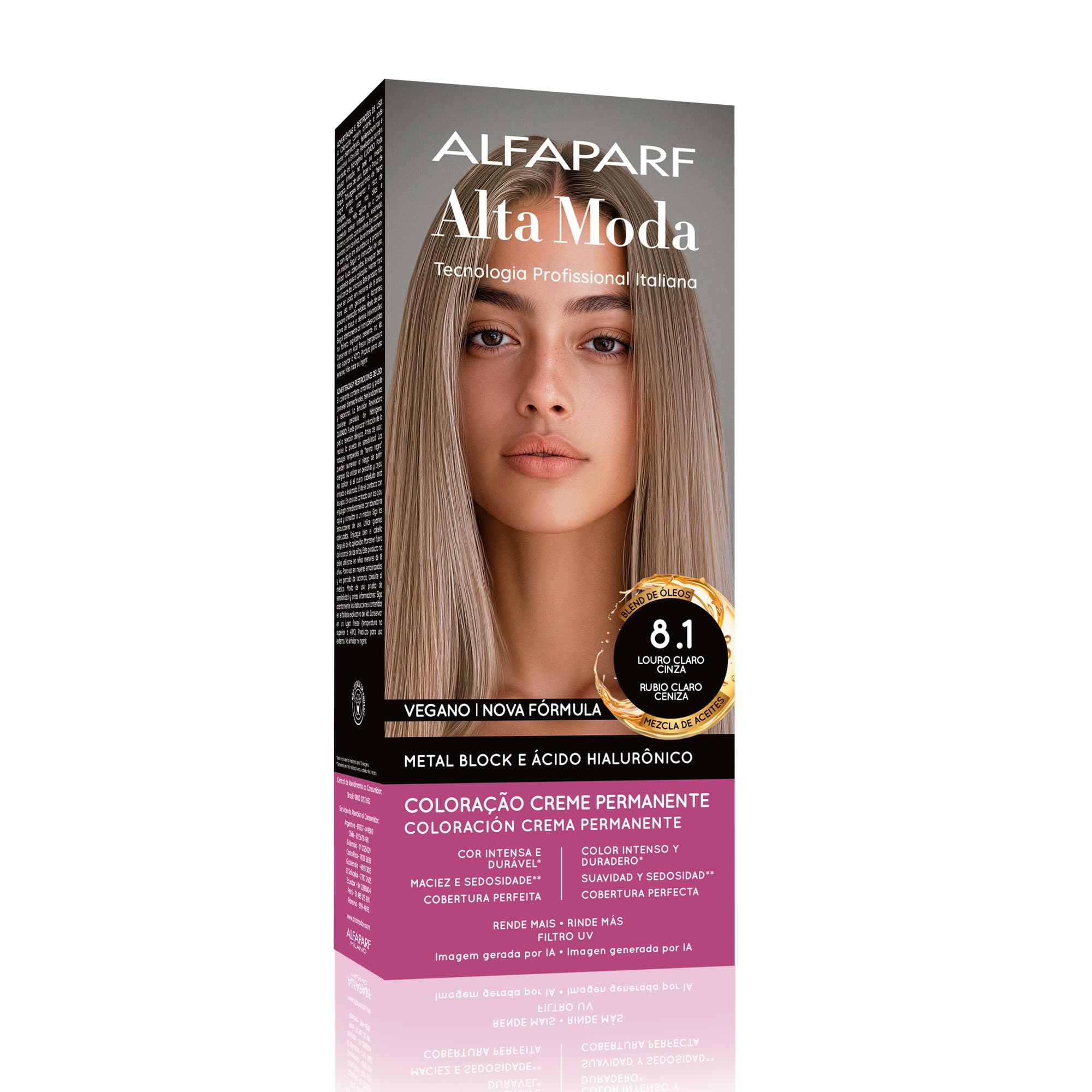 Coloração Alfaparf Alta Moda 8.1 Louro Claro Cinza 150g