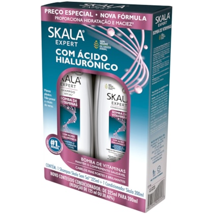 Kit Skala Shampoo 325ml + Condicionador 200ml Bomba de Vitaminas com Ácido Hialurônico