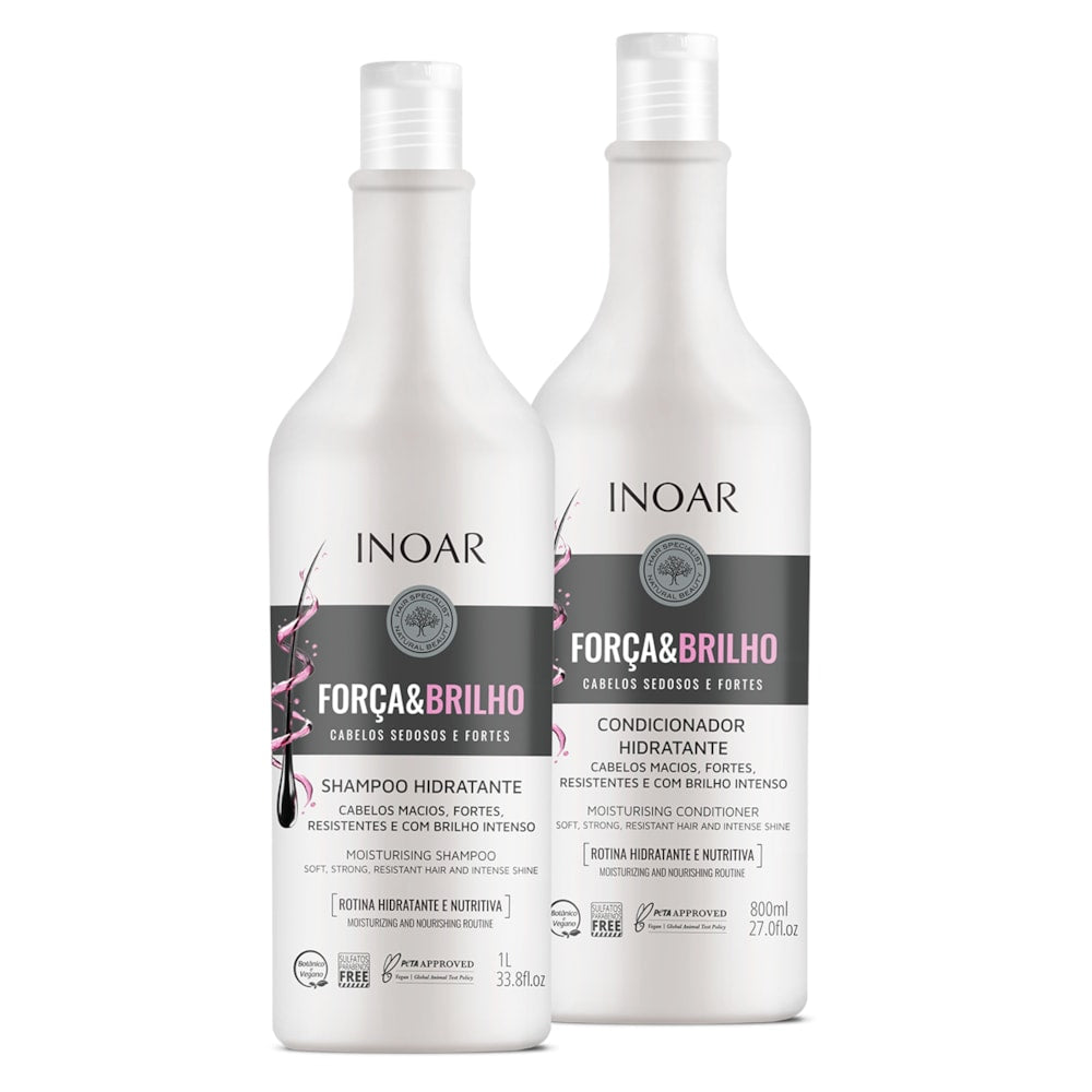 Kit Inoar Shampoo 1L + Condicionador 800ml Força e Brilho