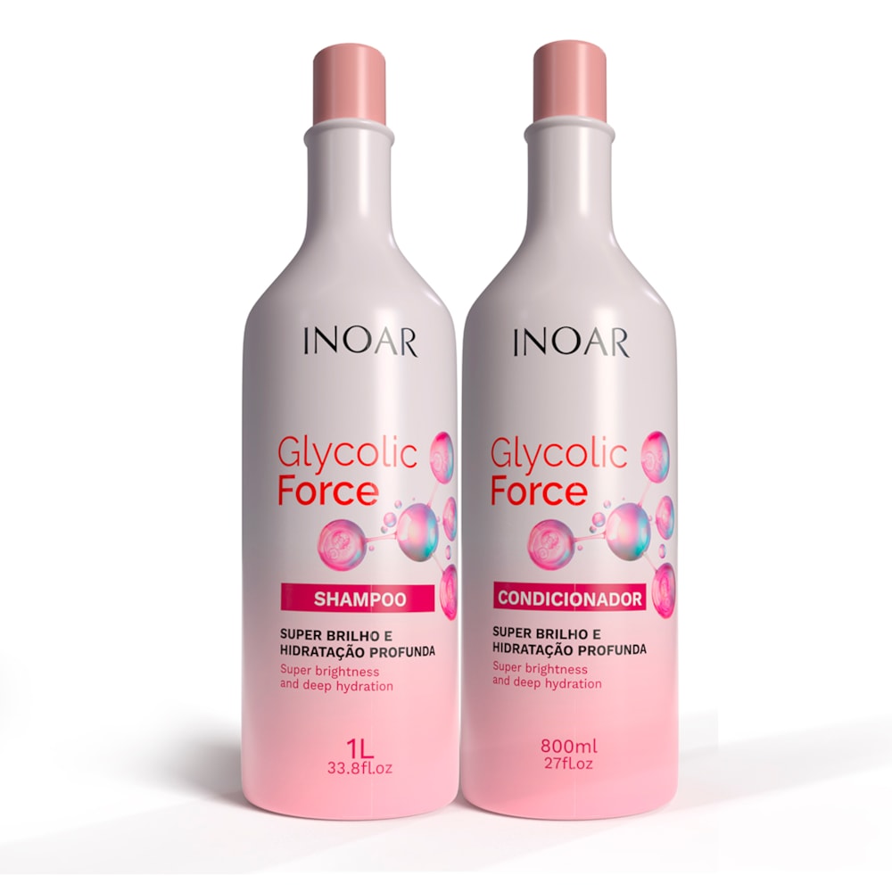 Kit Inoar Shampoo 1L + Condicionador 800ml Glycolic Force