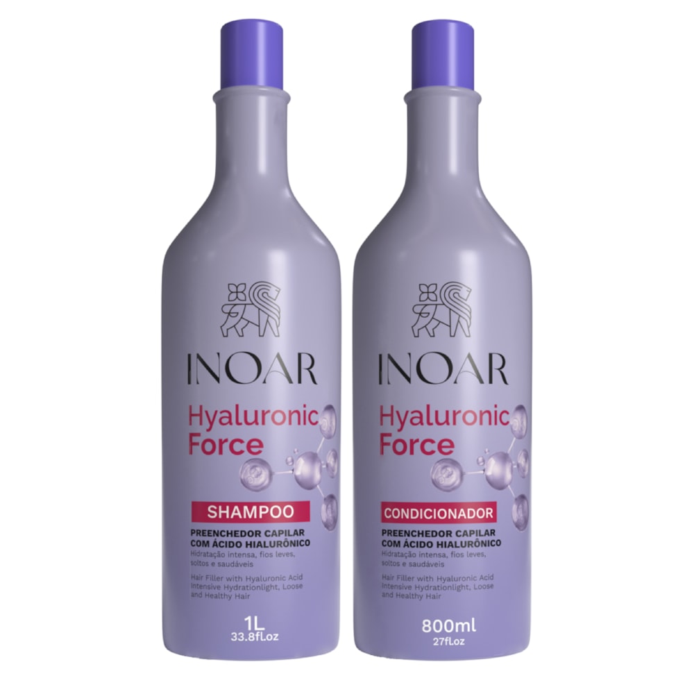 Kit Inoar Shampoo 1L + Condicionador 800ml Hyaluronic Force