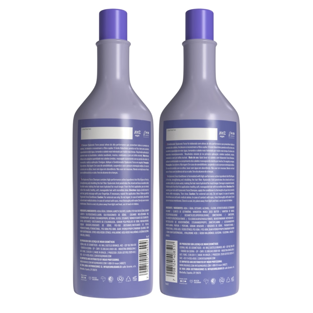 Kit Inoar Shampoo 1L + Condicionador 800ml Hyaluronic Force