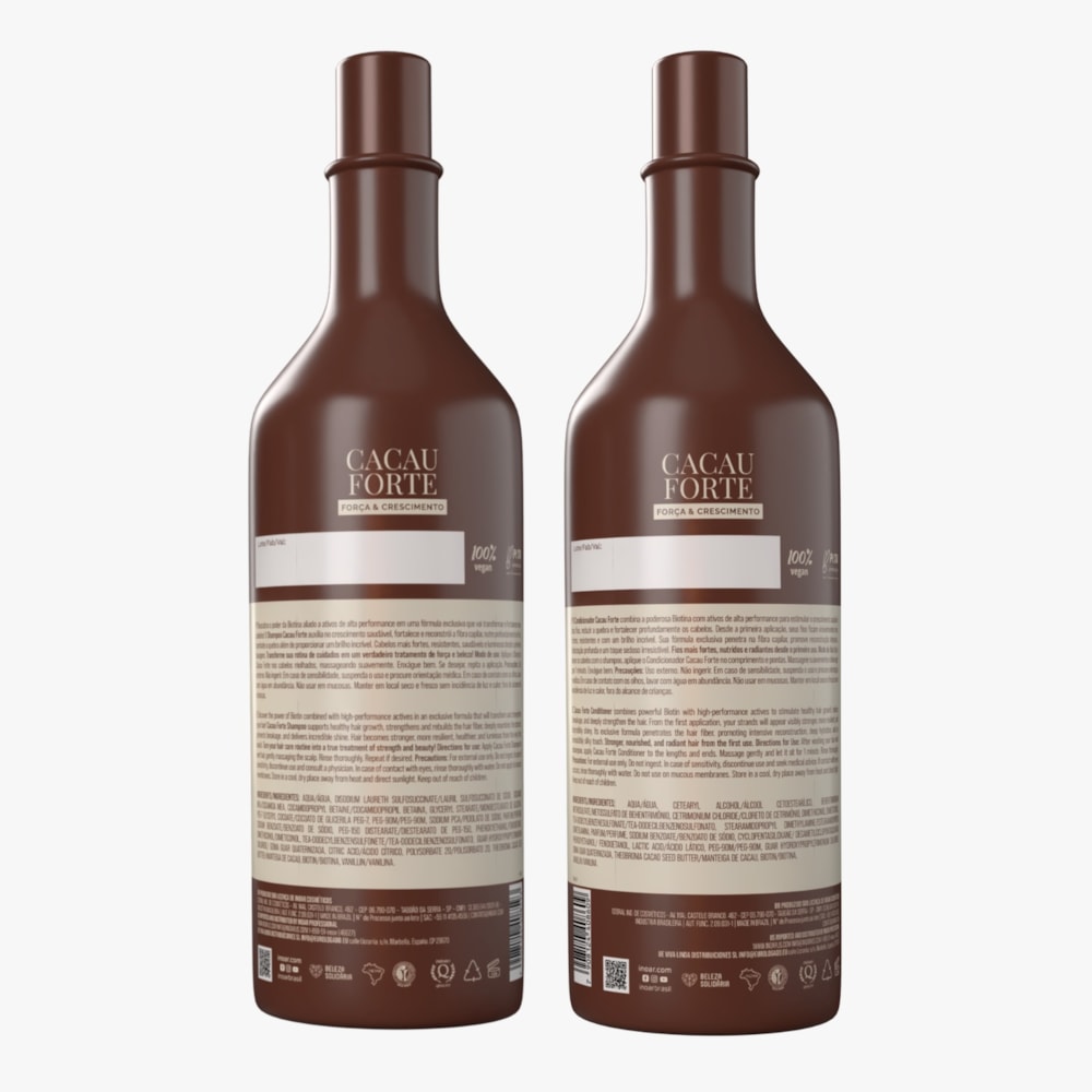 Kit Inoar Shampoo 1L + Condicionador 800ml Cacau Forte