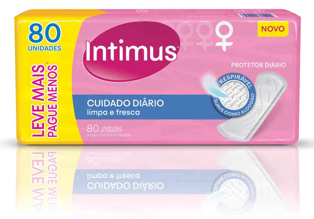 Protetor Diário Intimus Days Cuidado Diário Sem Perfume Leve 80 Pague 60 Unidades