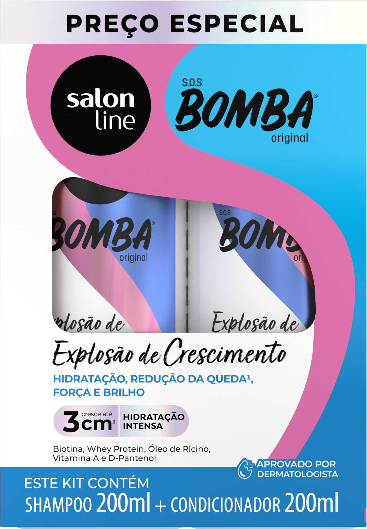 Kit Salon Line Shampoo + Condicionador Bomba Original 200ml