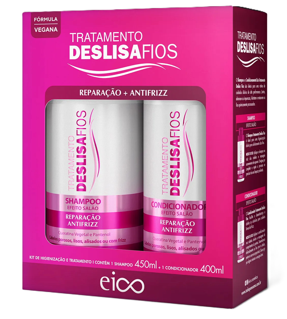 Kit Eico Shampoo + Condicionador Deslisa Fios 12x1 450ml