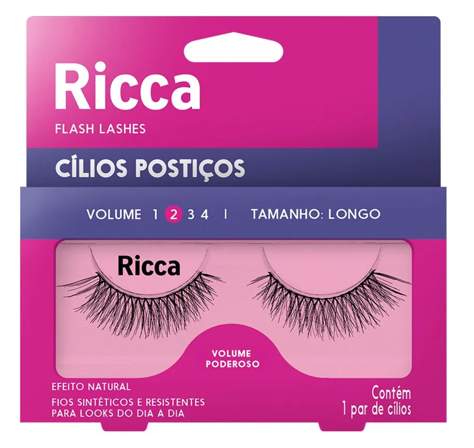 Cílios Postiços Ricca Longo Volume 02 Ref. 308