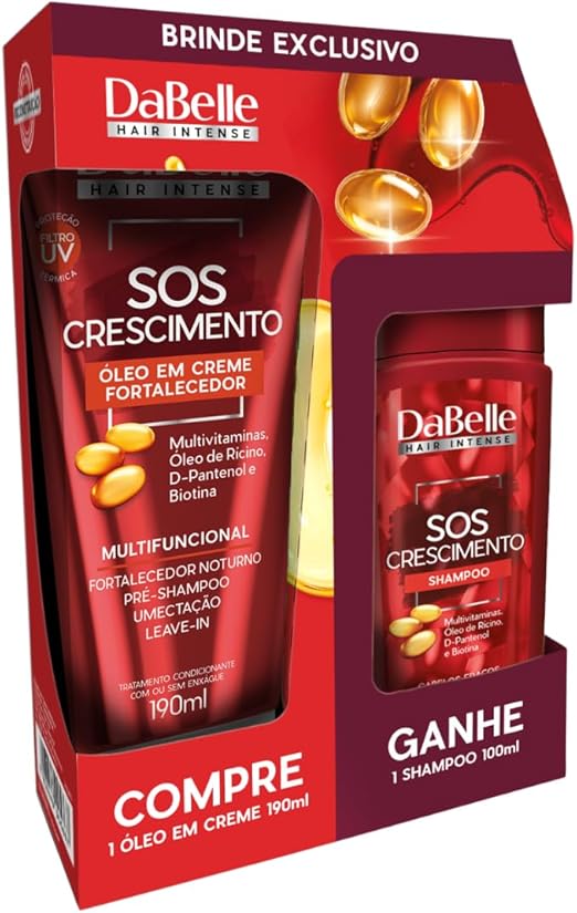 Óleo em Creme DaBelle SOS Crescimento 190 ml + Shampoo 100 ml (Grátis)