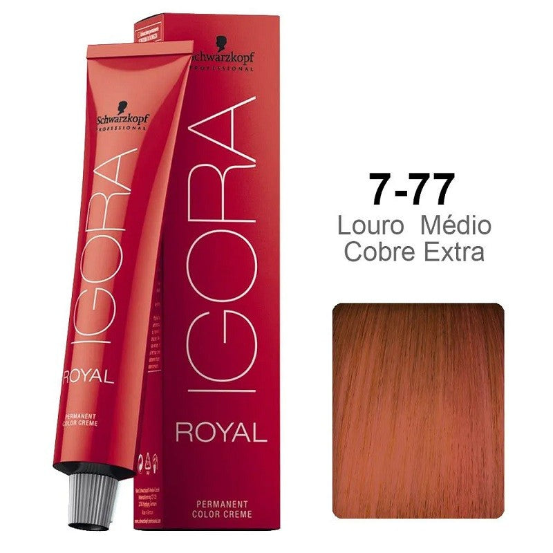 Coloração Igora Royal 7.77 Louro Médio Cobre Extra 60 g