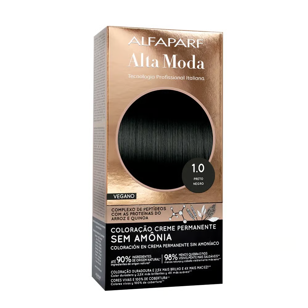Coloração Permanente Alfaparf Alta Moda Sem Amônia 1.0 Preto