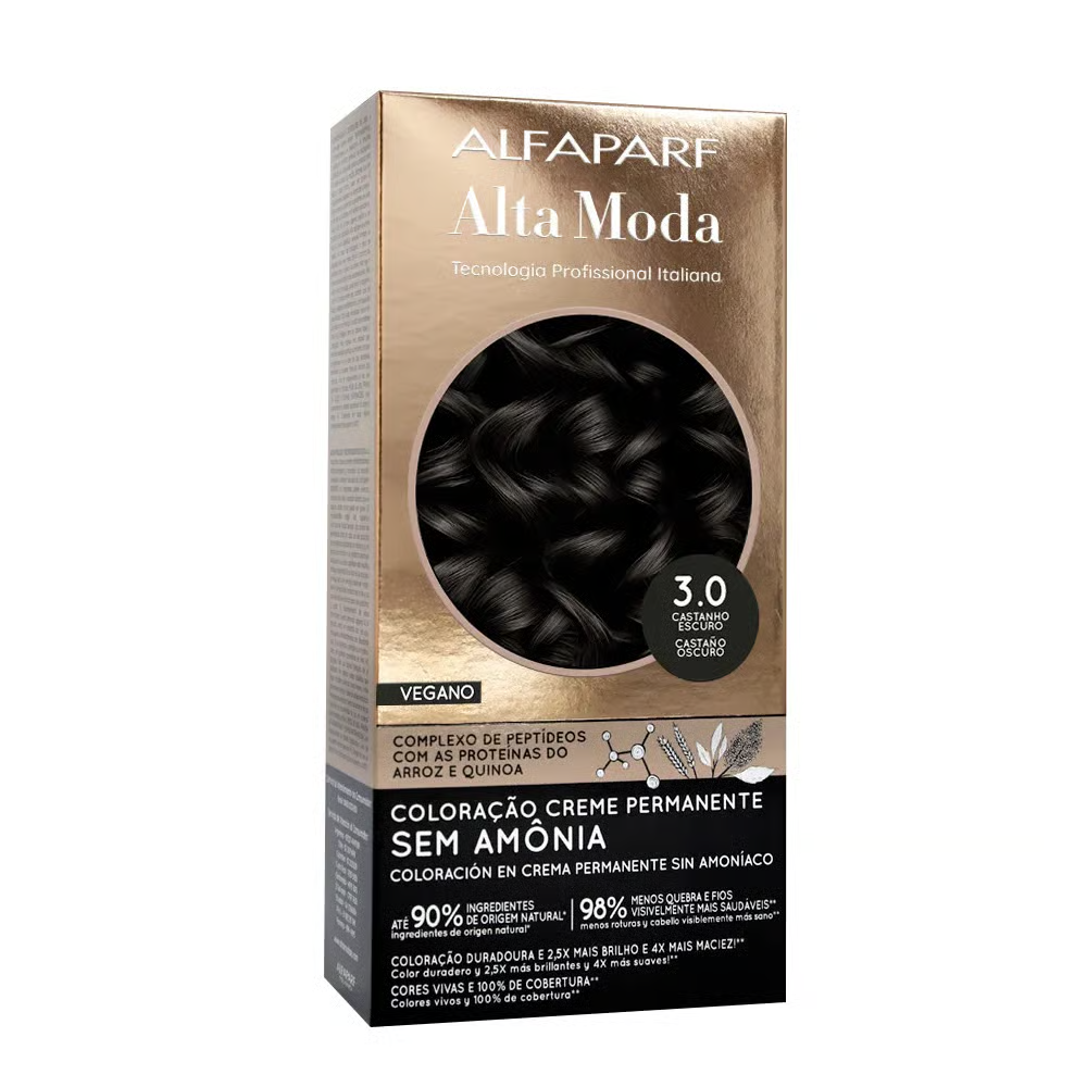 Coloração Permanente Alfaparf Alta Moda Sem Amônia 3.0 Castanho Escuro