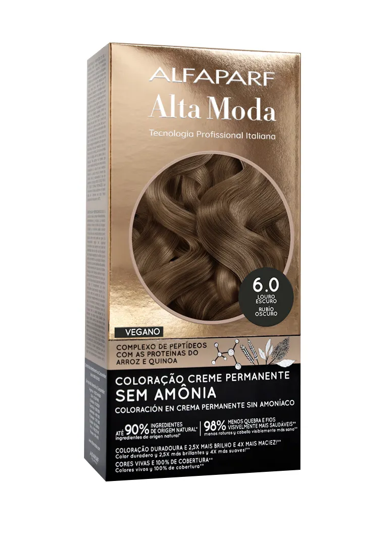 Coloração Permanente Alfaparf Alta Moda Sem Amônia 6.0 Louro Escuro