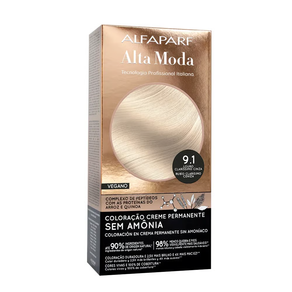 Coloração Permanente Alfaparf Alta Moda Sem Amônia 9.1 Louro Claríssimo Cinza