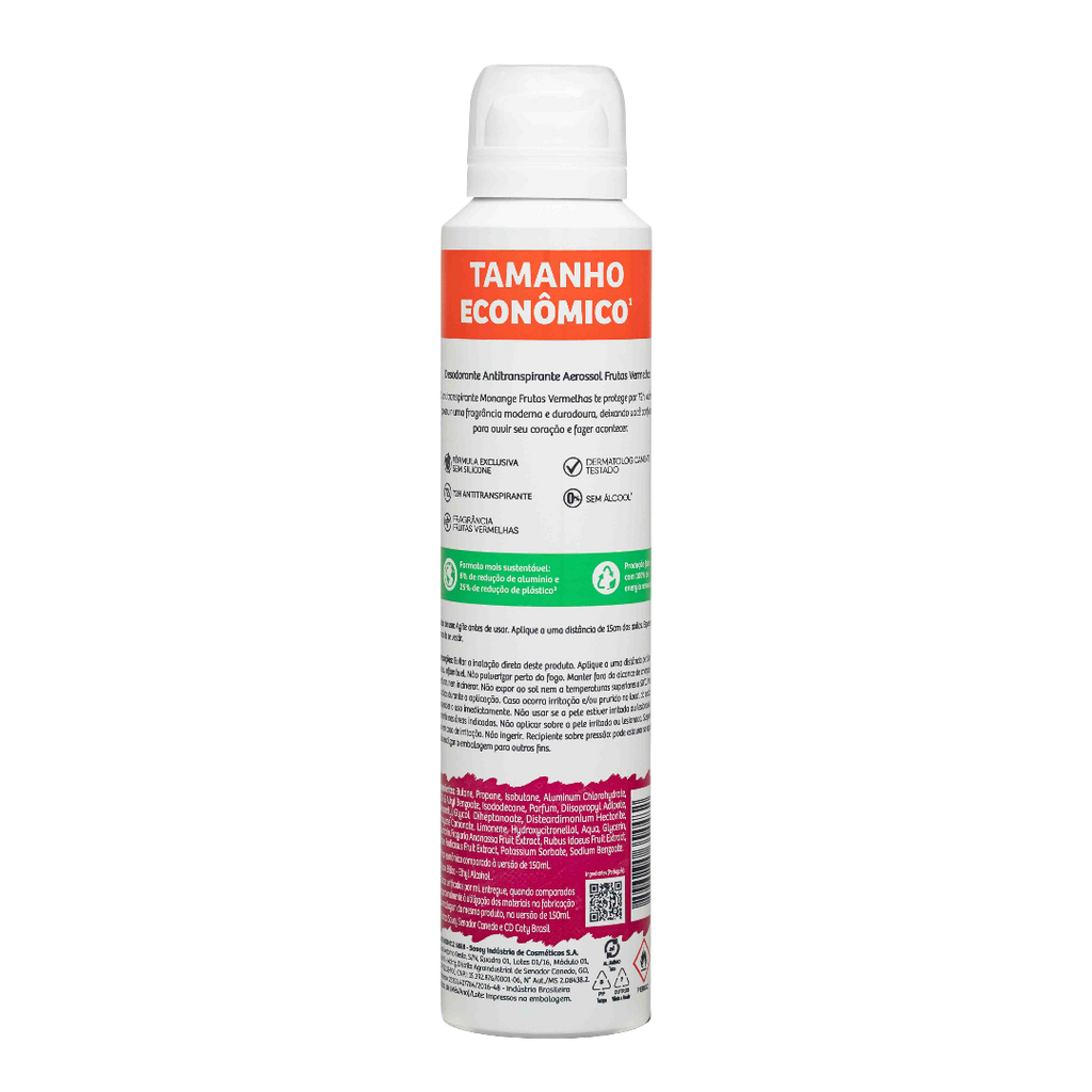 Desodorante Aerosol Monange Frutas Vermelhas 200 ml