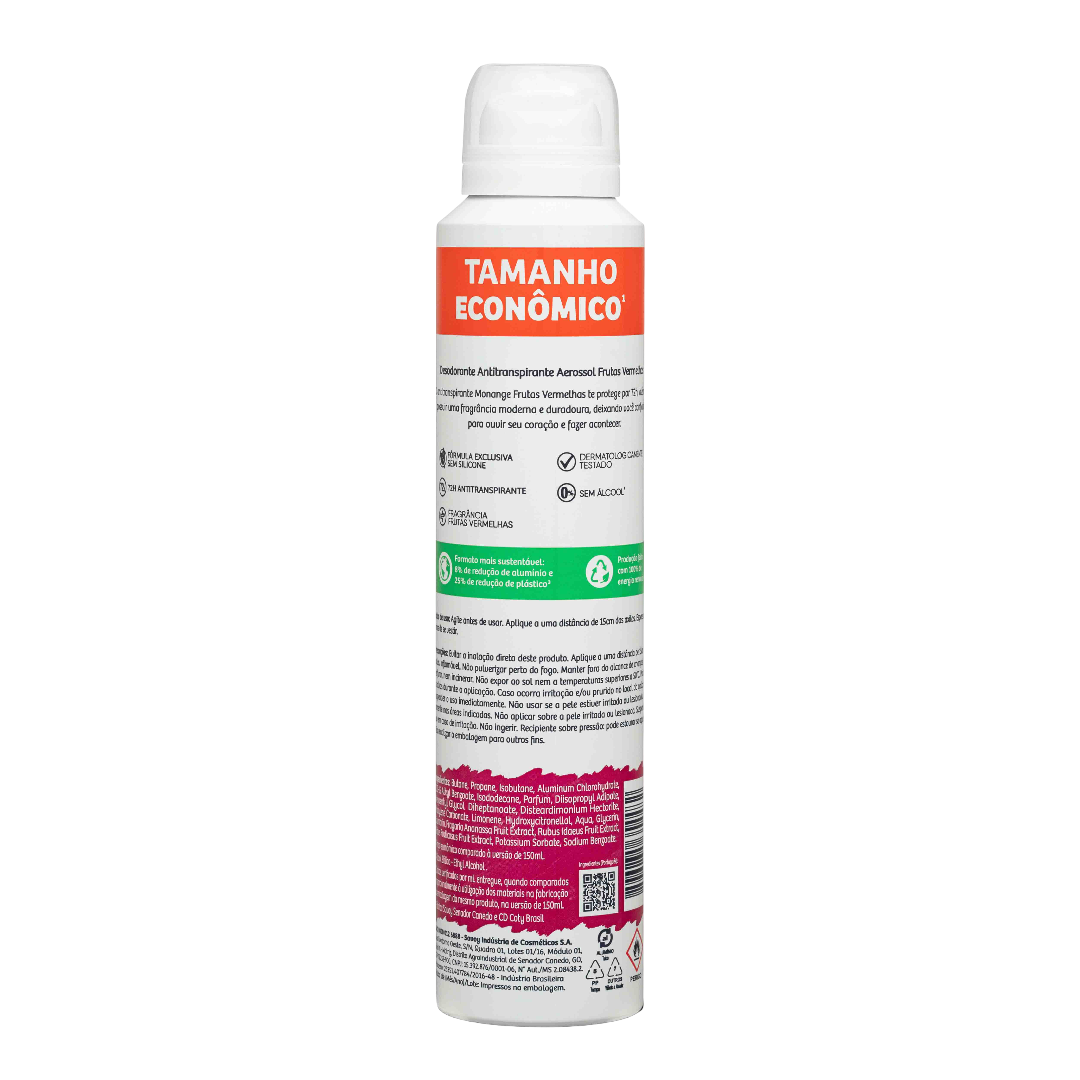 Desodorante Aerosol Monange Frutas Vermelhas 200 ml
