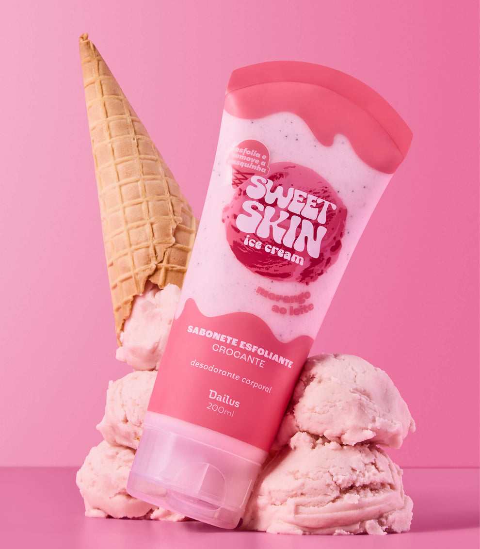 Sabonete Esfoliante Corporal Dailus Sweet Skin Morango ao Leite 200 ml
