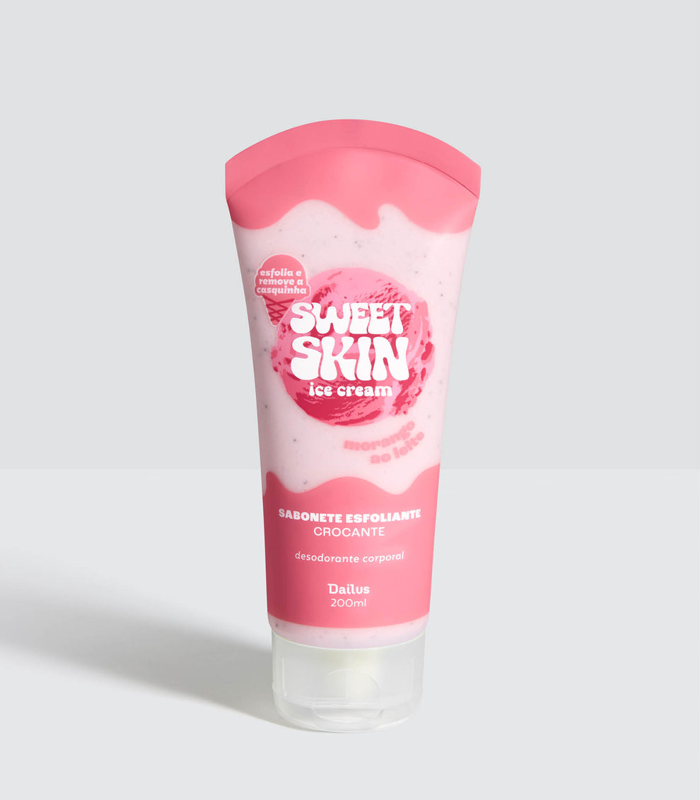Sabonete Esfoliante Corporal Dailus Sweet Skin Morango ao Leite 200 ml