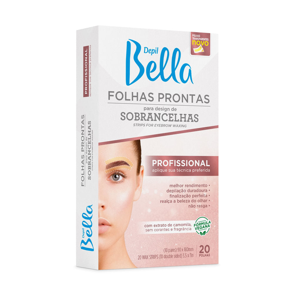 Folhas Prontas para Sobrancelhas Depil Bella com 20 Unidades