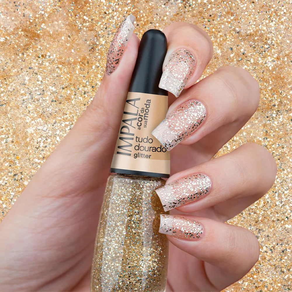 Esmalte Impala Glitter A Cor Da Sua Moda Tudo Dourado