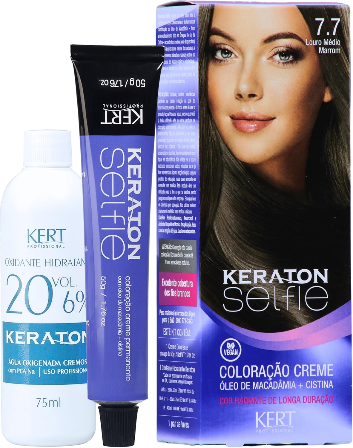 Coloração Keraton Selfie 7.7 Louro Médio Marrom