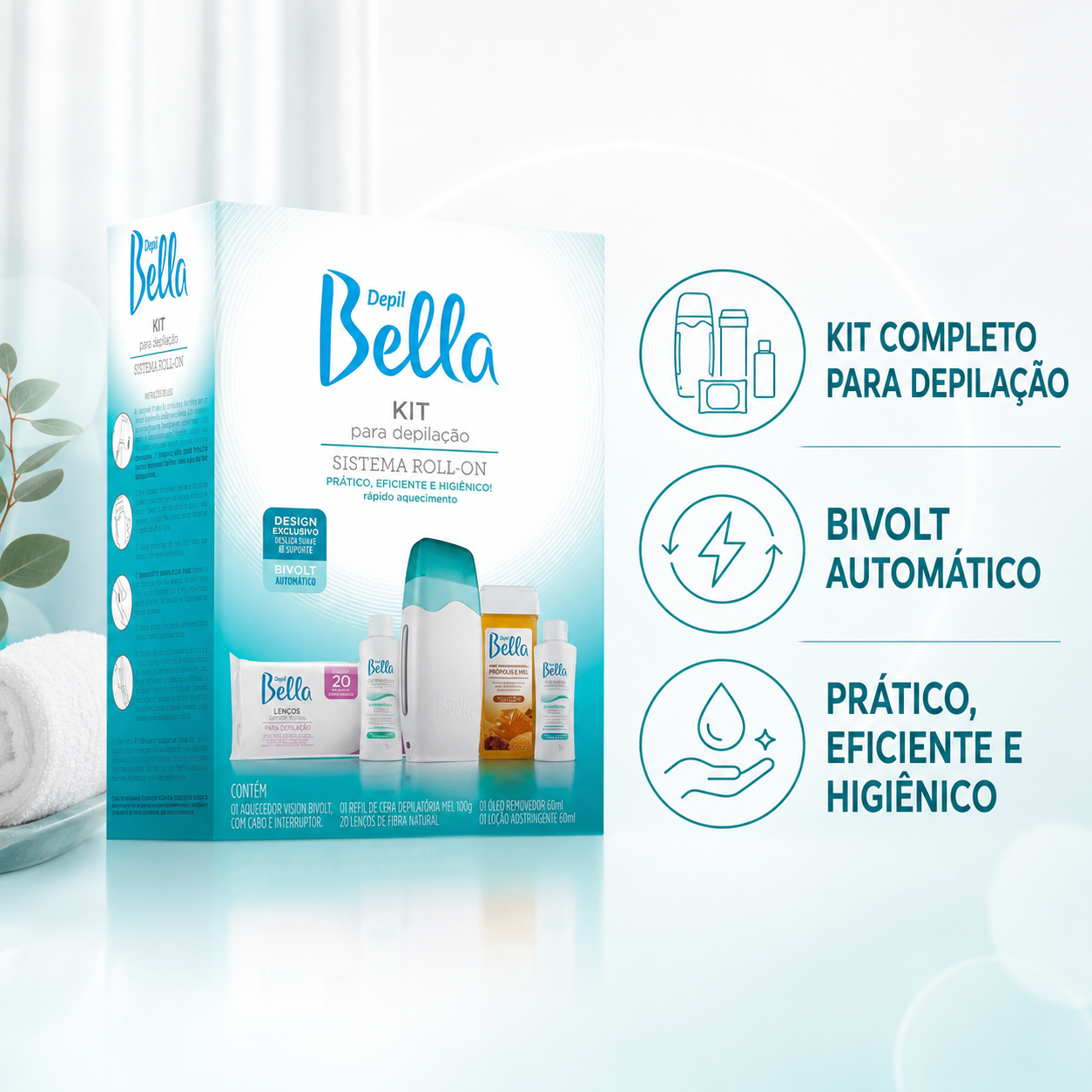 Kit Depilação Depil Bella Sistema Roll-on Bivolt