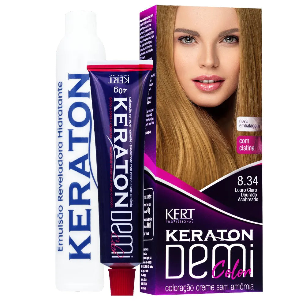 Tonalizante Keraton Demi Color 8.34 Louro Claro Dourado Acobreado