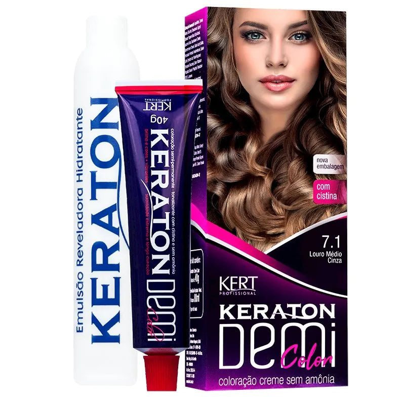 Tonalizante Keraton Demi Color 7.1 Louro Médio Cinza