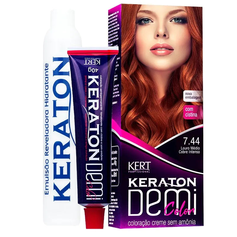 Tonalizante Keraton Demi Color 7.44 Louro Médio Cobre Intenso