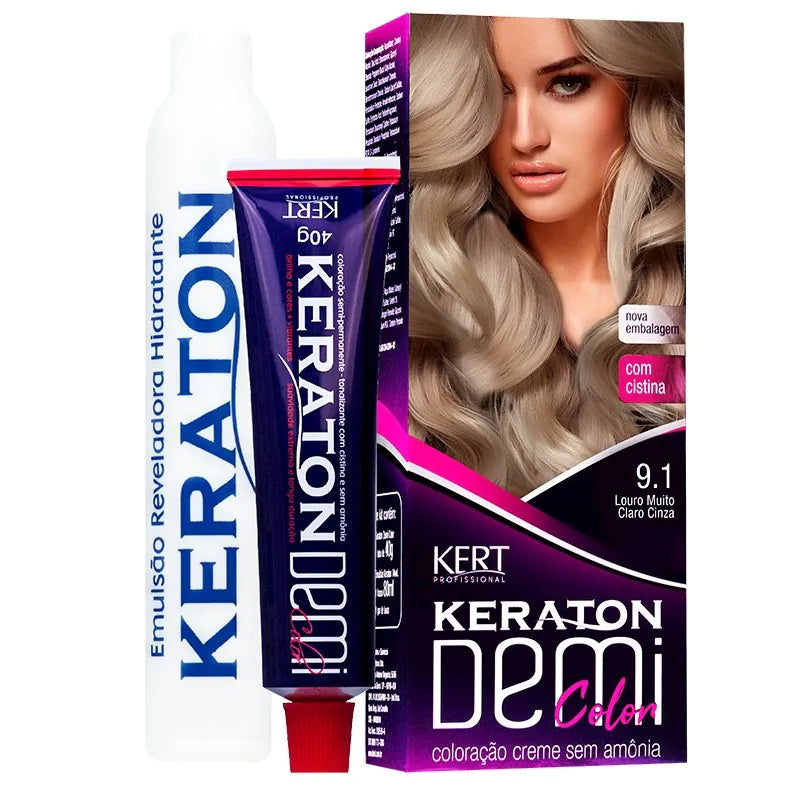 Tonalizante Keraton Demi Color 9.1 Louro Muito Claro Cinza