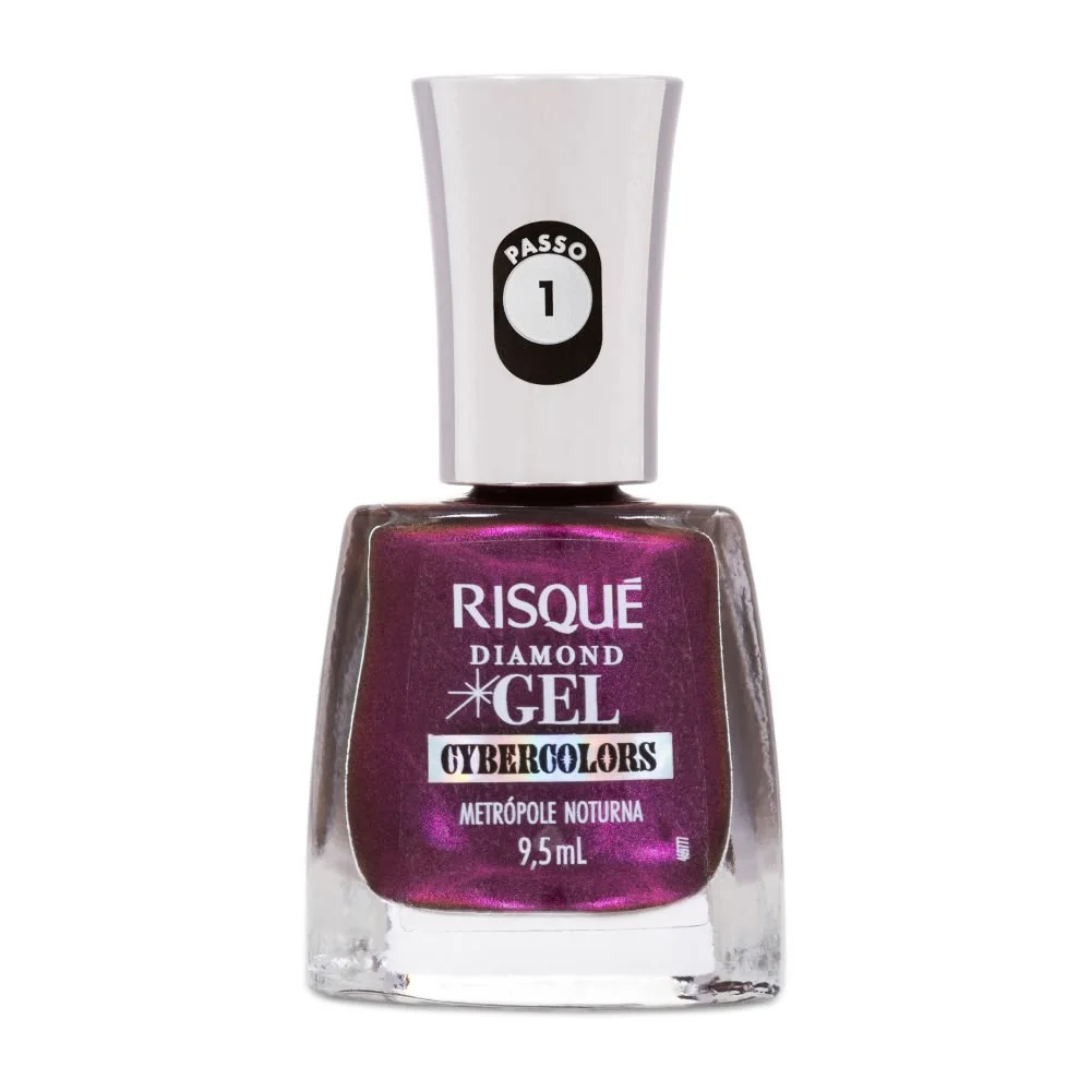 Esmalte Roxo Risqué Diamond Gel Cybercolors Metrópole Noturna Metálico 9,5 mL