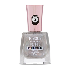 Top Coat Efeito Holográfico Risqué Diamond Gel Cybercolors Pixelizado 9,5 mL