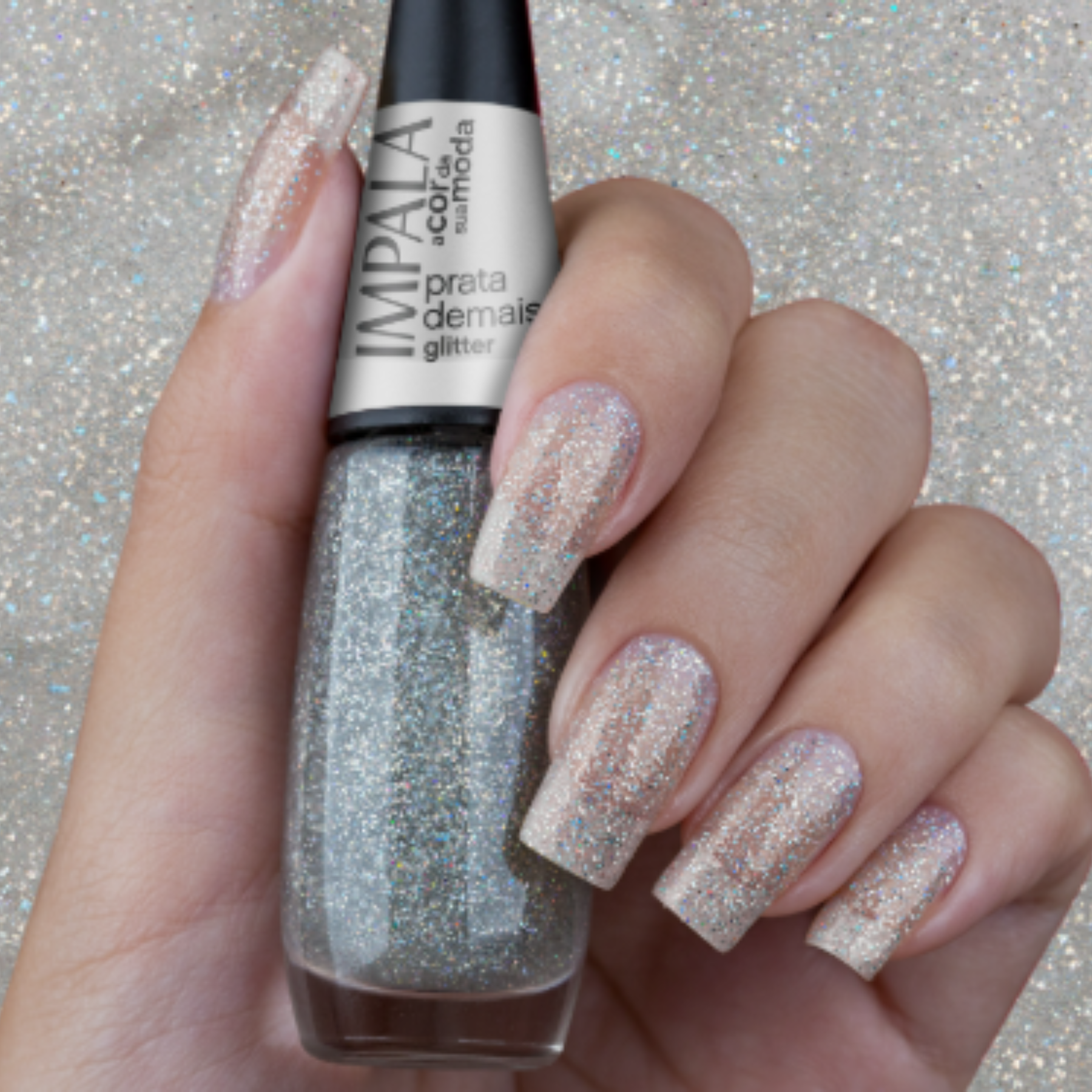 Esmalte Impala Glitter A Cor da Sua Moda - Prata Demais