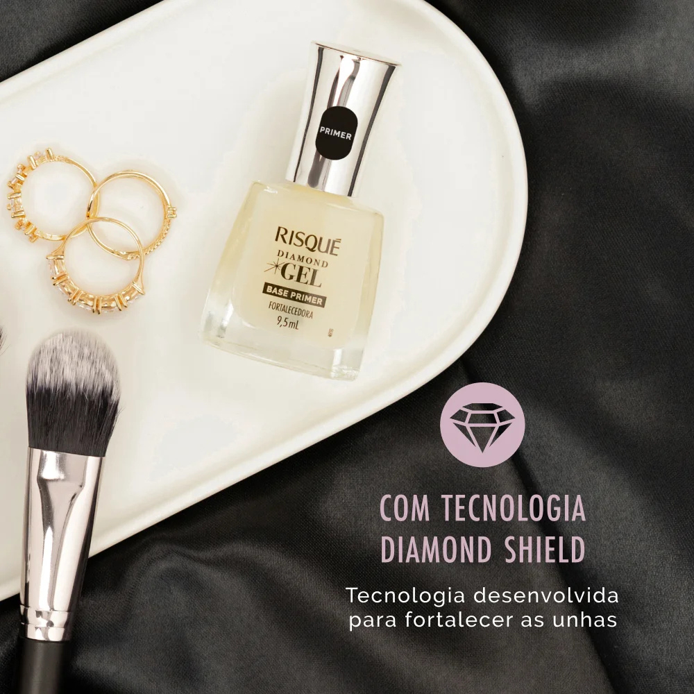 Esmalte Risqué Diamond Gel Base Primer Fortaceledora 9,5ml