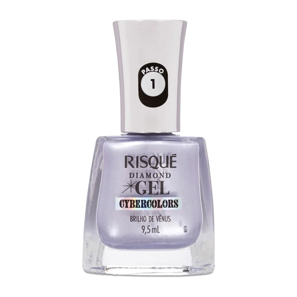 Esmalte Prata Risqué Diamond Gel Cybercolors Brilho de Vênus Efeito 9,5 mL