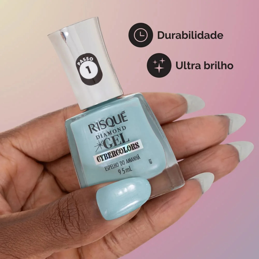 Esmalte Risque Diamond Gel Cybercolors Espelho do Amanhã 9,5ml